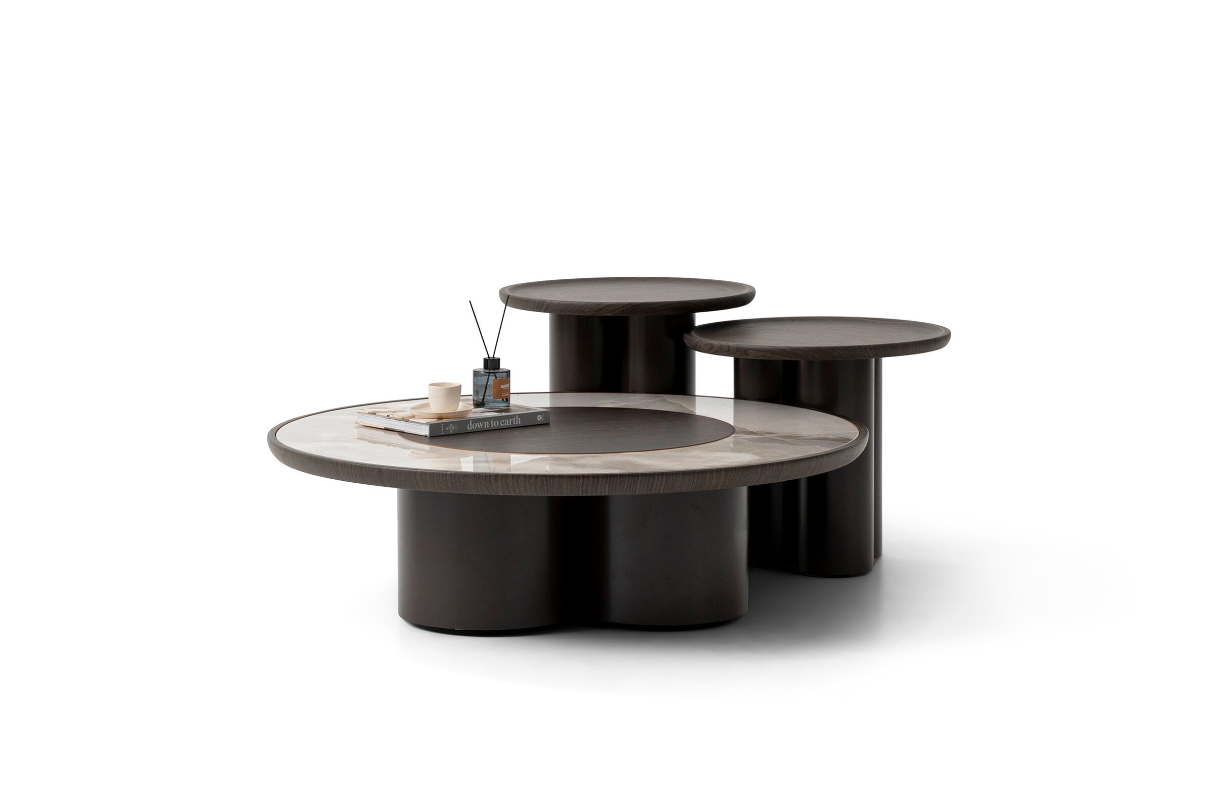 Холна маса «Arel» - с естествен фурнир и керамика, размер 103х31х103см