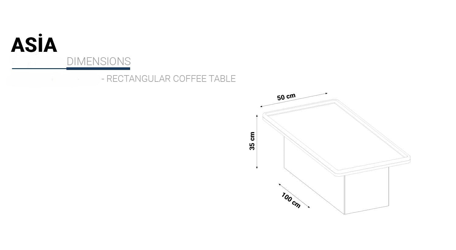 Холна маса «Asia Rectangular» с размер 100х35х50см