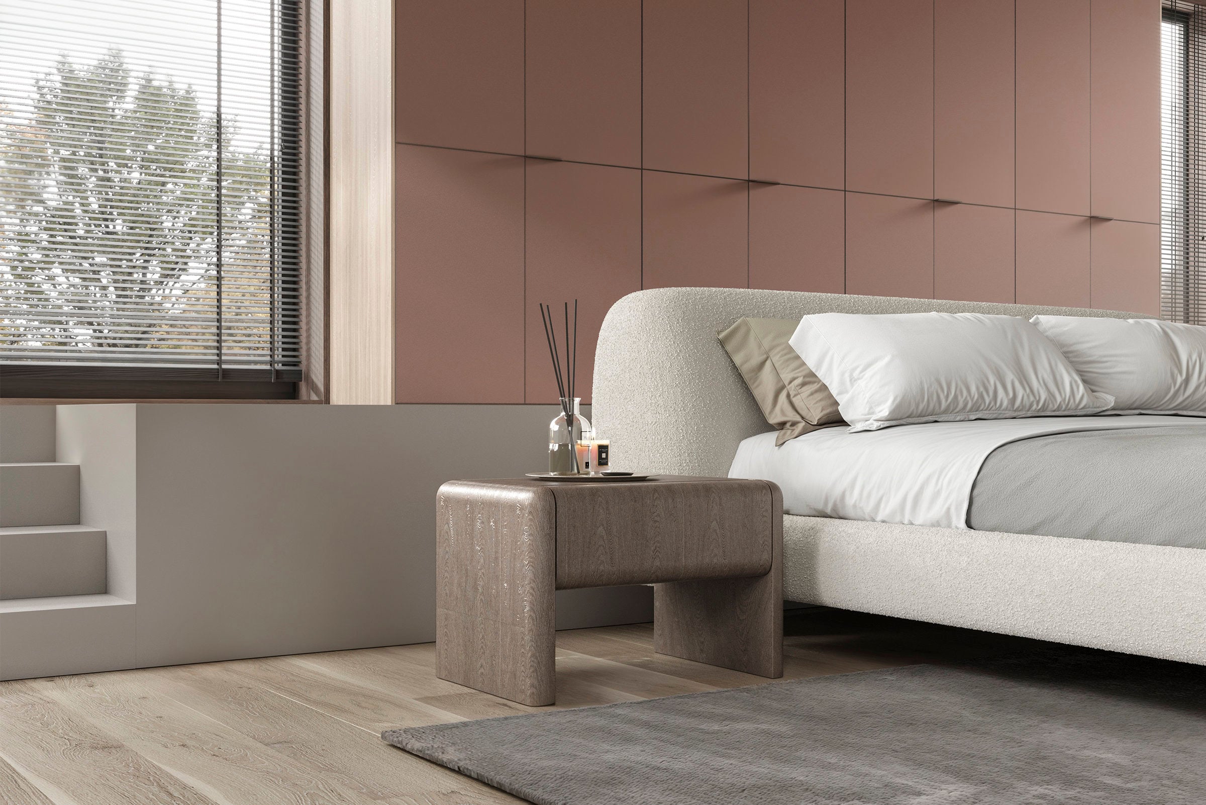 Нощно шкафче «Aqua» + чекмедже, естествен фурнир, размер 65х43х48см