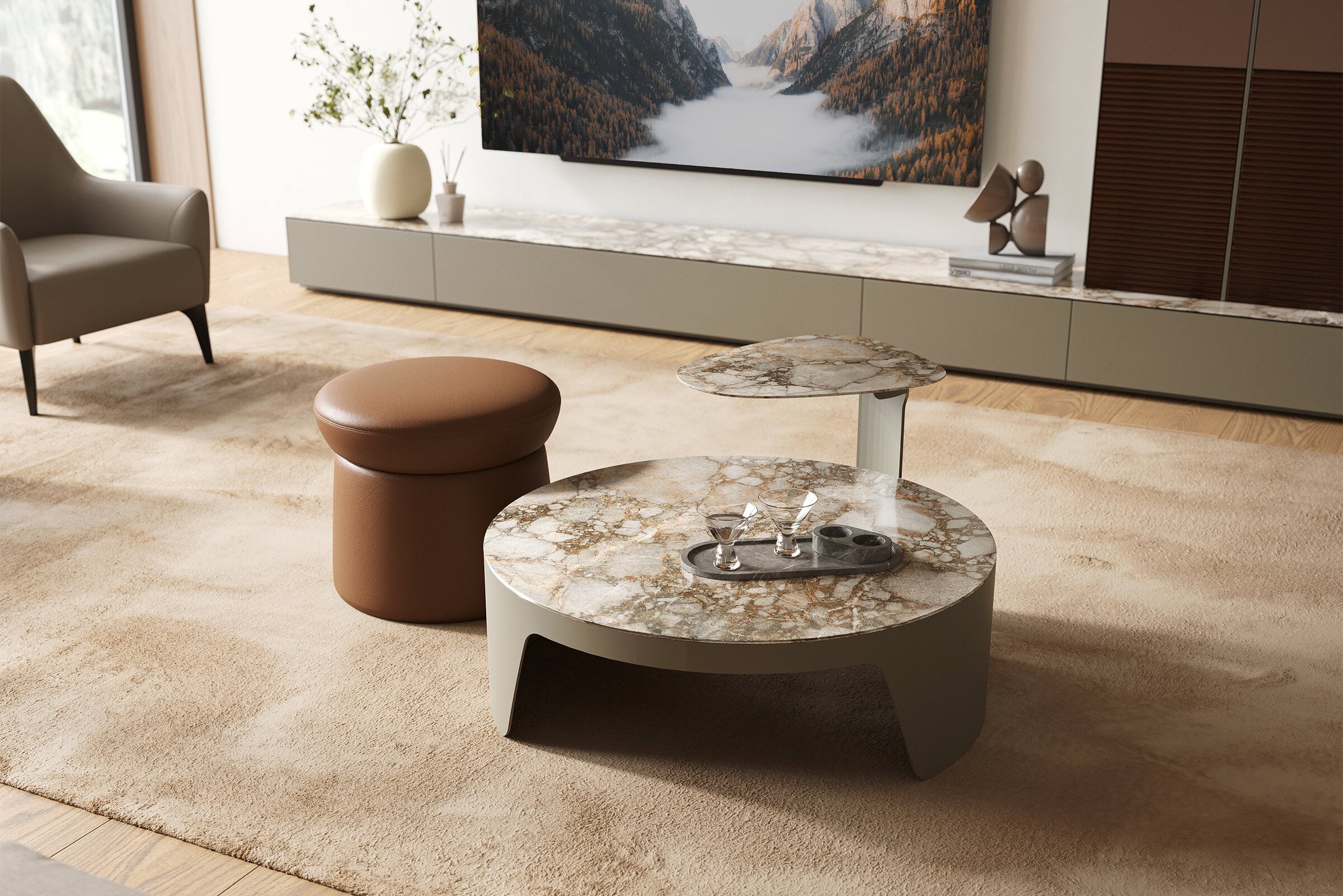 Холна маса «Element Middle» с керамичен плот, размер 90х31х90см