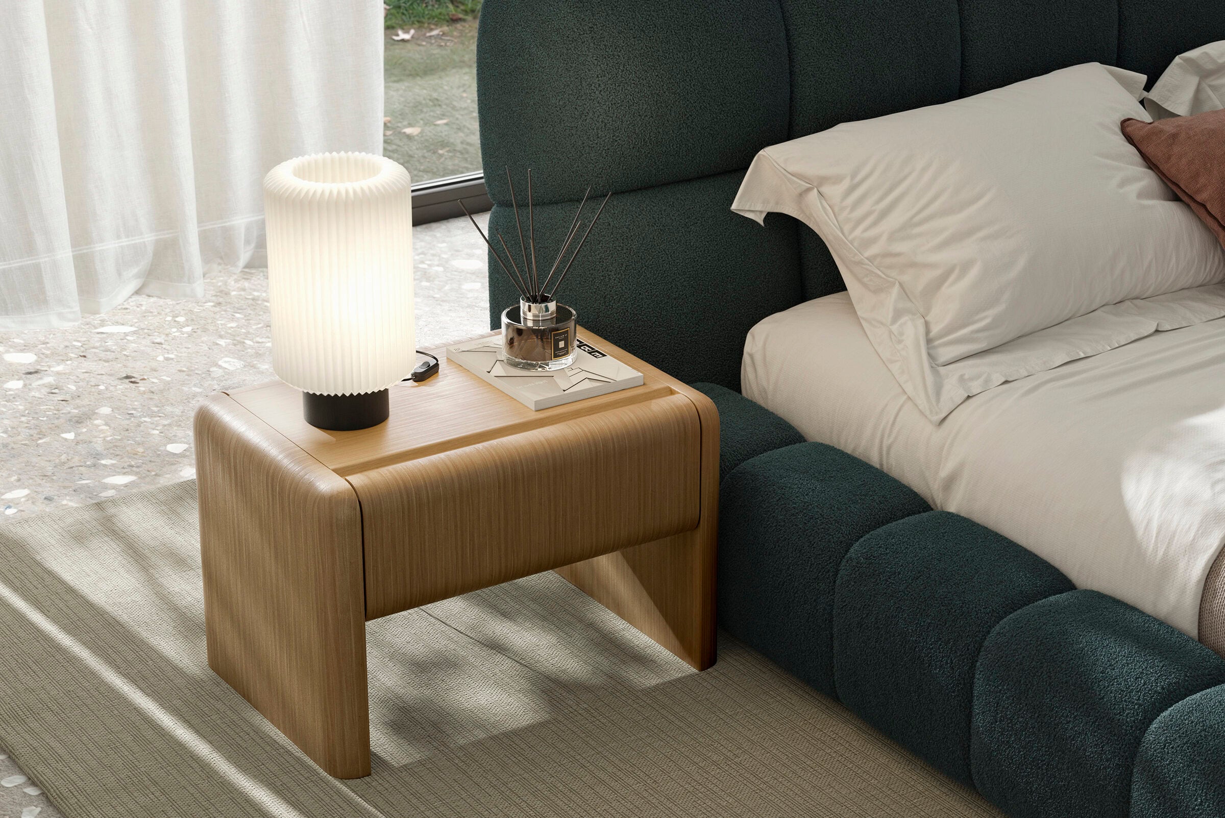Нощно шкафче «Aqua» + чекмедже, естествен фурнир, размер 65х43х48см