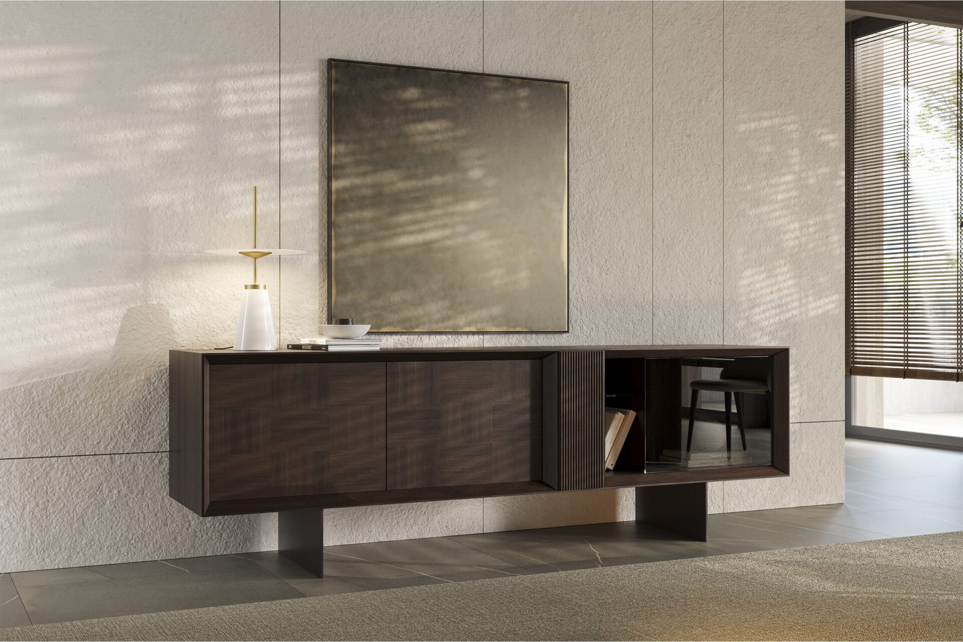 Бюфет «Heritage Smoke Oak» с естествен фурнир, размер 235х78х50см