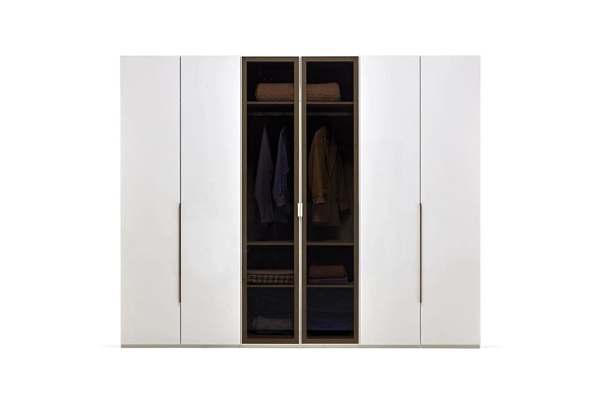 Шесткрилен гардероб «Legato White» - стъклени врати, ширина 272см