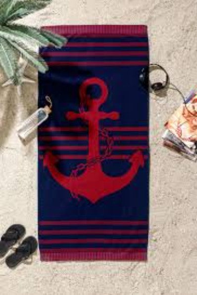 Плажна хавлия «Nice Denim Anchor» памук, кадифе, размер 70х150см
