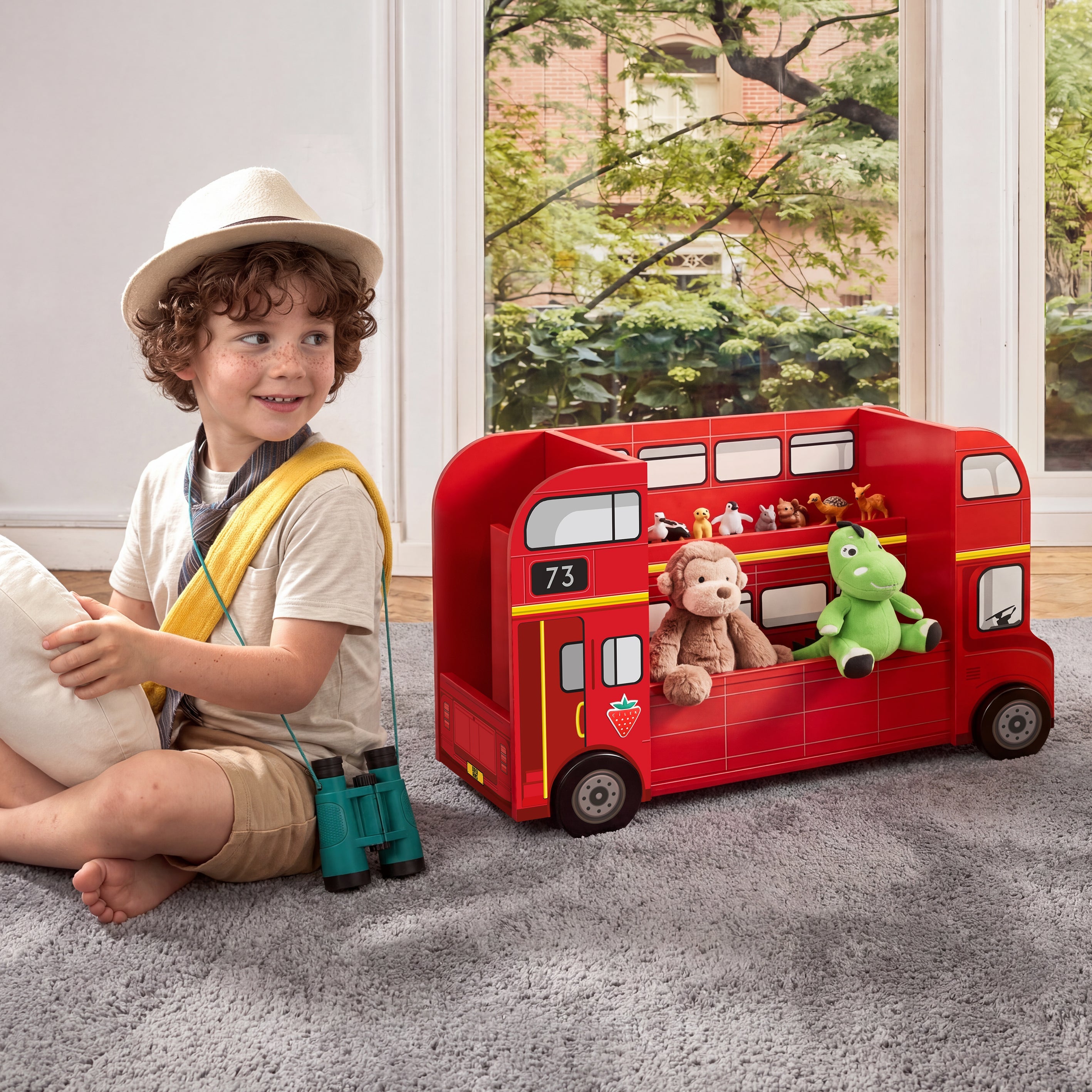 Библиотека «Двуетажен автобус» с размер 75x40x28см
