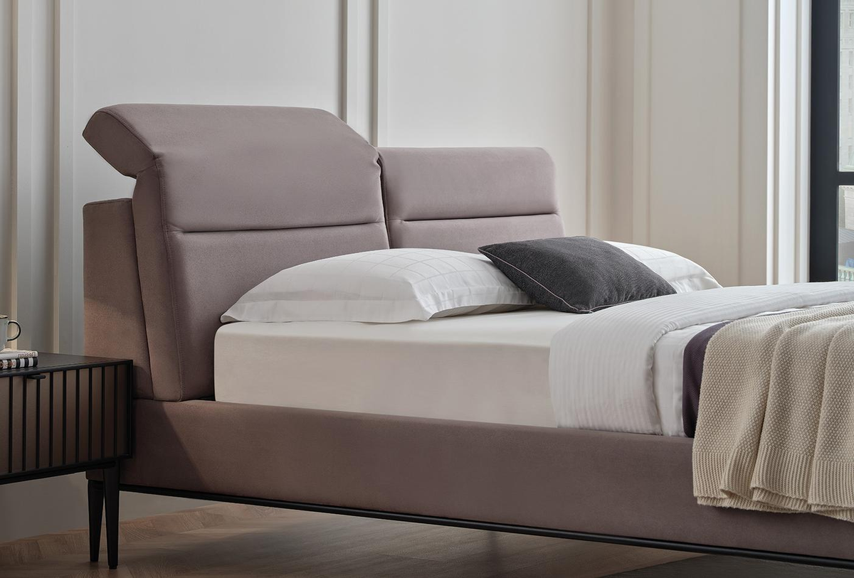 Тапицирано легло «Riga» + табла с механизъм за глава - с място за съхранение, повдигащ механизъм, система за безшумно затваряне