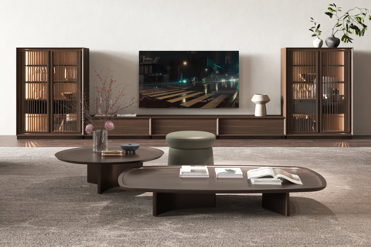 Холна маса «Riva Round» с естествен фурнир, размер 100х33х100см