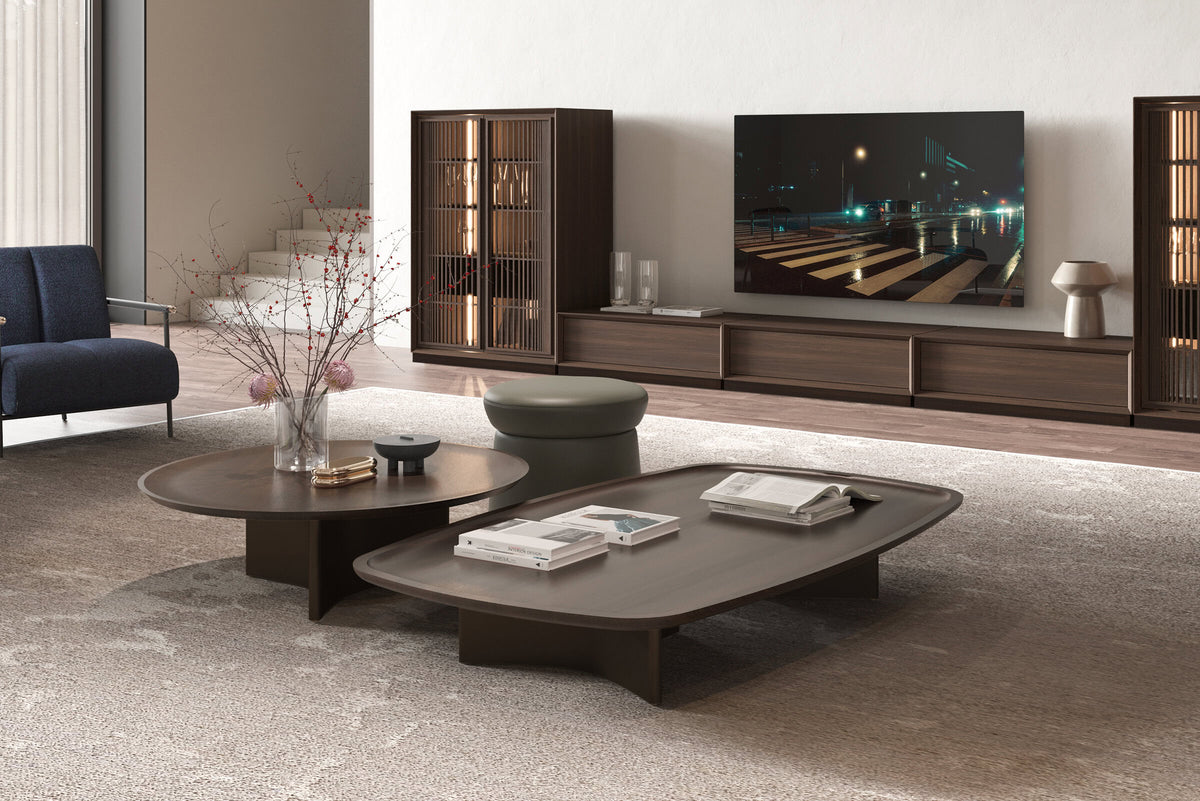 Холна маса «Riva Round» с естествен фурнир, размер 100х33х100см