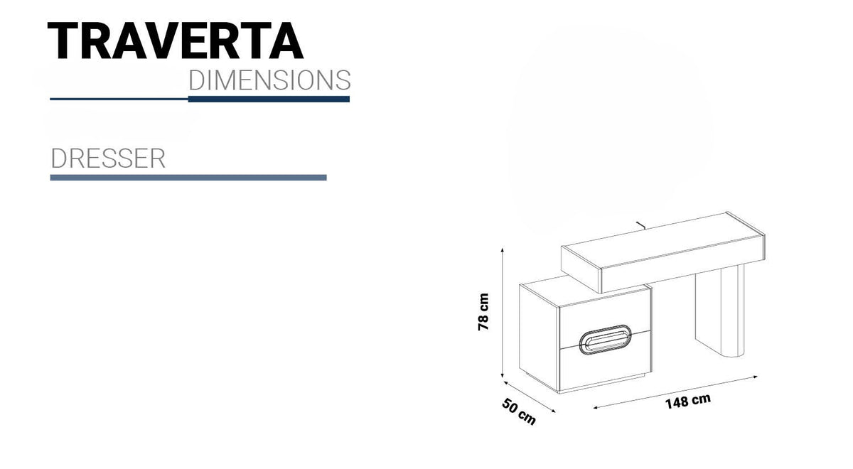 Тоалетка «Traverta» с размер 148х78х50см