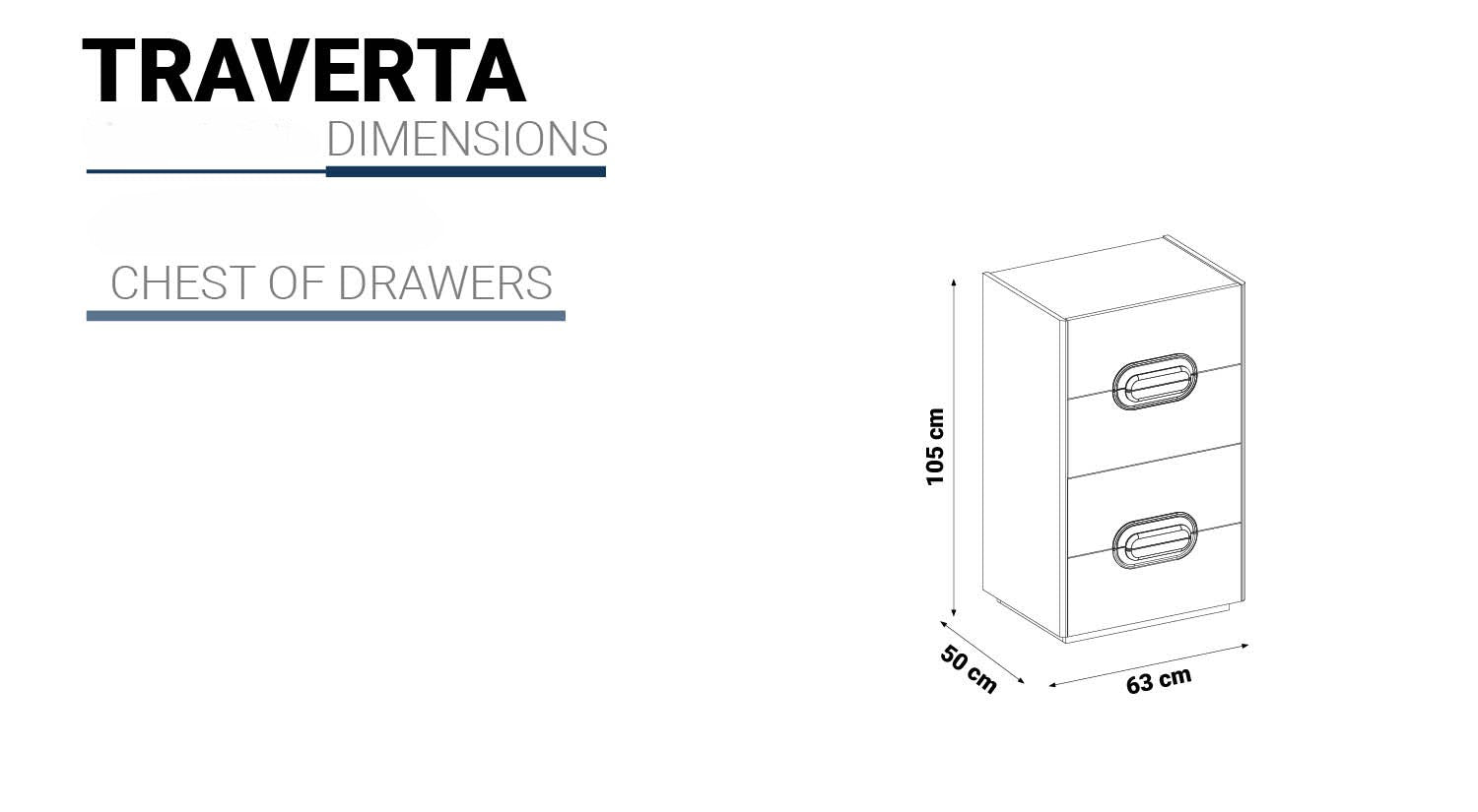 Скрин «Traverta» с четири чекмеджета, размер 63х105х50см